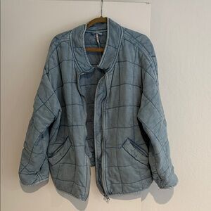 Free People Light Blue Quilted Puffer Jacket